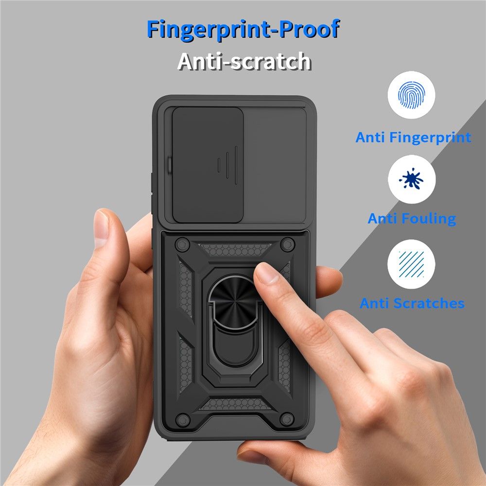 Калъф за Motorola Moto G87 / G77 / G67 5G PC + TPU с Въртяща се Стойка, Плъзгащ Капак за Камерата и Магнитна Пластина – 7 цвята