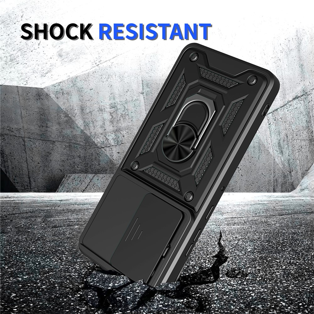 Калъф за Motorola Moto G87 / G77 / G67 5G PC + TPU с Въртяща се Стойка, Плъзгащ Капак за Камерата и Магнитна Пластина – 7 цвята