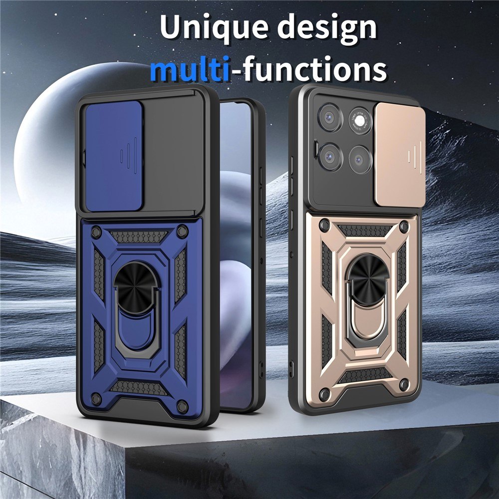 Калъф за Motorola Moto G87 / G77 / G67 5G PC + TPU с Въртяща се Стойка, Плъзгащ Капак за Камерата и Магнитна Пластина – 7 цвята