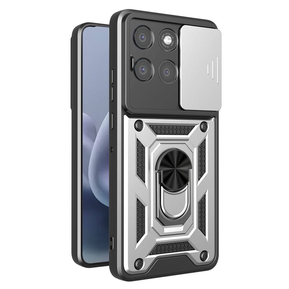 Калъф за Motorola Moto G87 / G77 / G67 5G PC + TPU с Въртяща се Стойка, Плъзгащ Капак за Камерата и Магнитна Пластина – 7 цвята