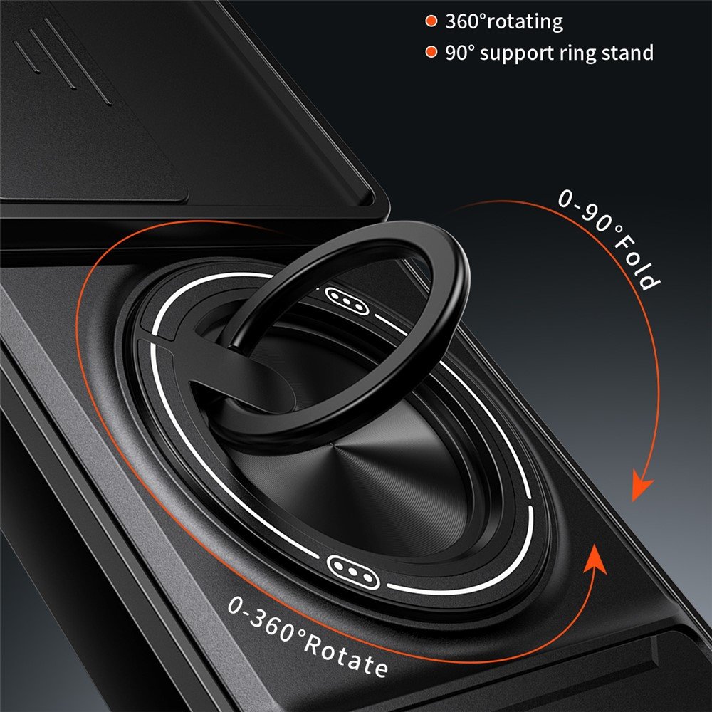 Магнитен Калъф за Motorola Moto G87 / G77 / G67 5G с Въртящ се Пръстен, Сгъваема Стойка, Плъзгащ Капак за Камерата и Скрийн Протектор – 5 цвята
