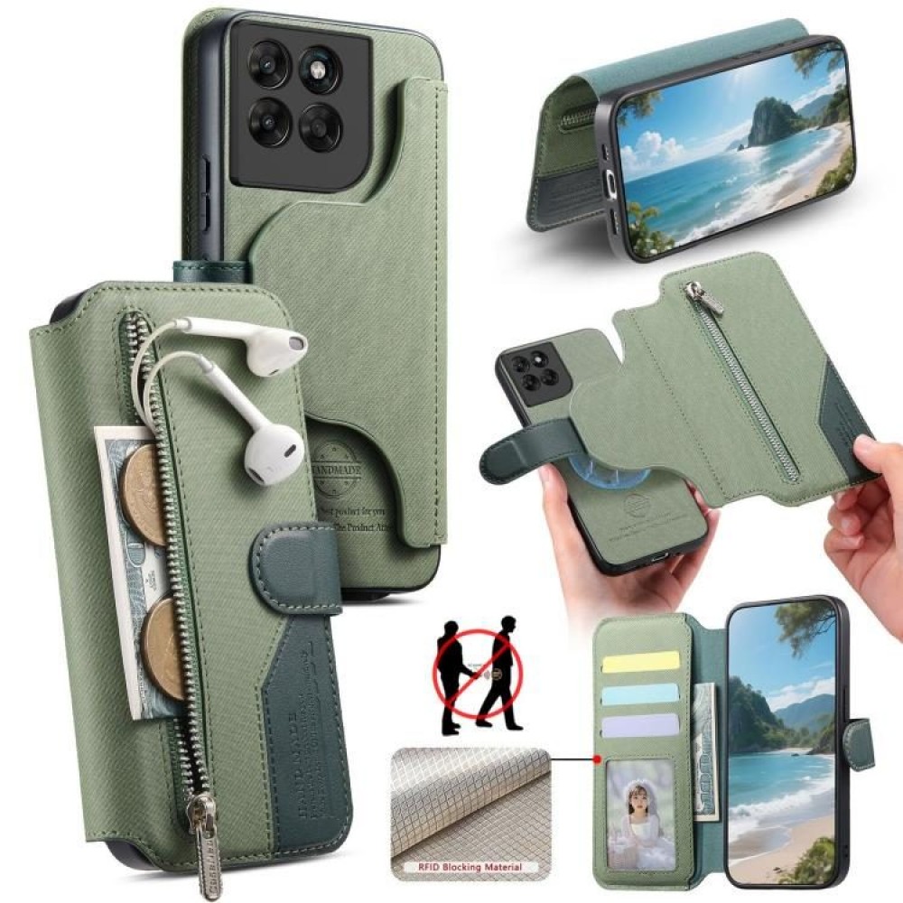 Калъф Портмоне за Motorola Moto G87 / G77 / G67 5G от PU Кожа и TPU с Цип, RFID Защита, MagSafe и Стойка – 5 цвята и Скрийн Протектор
