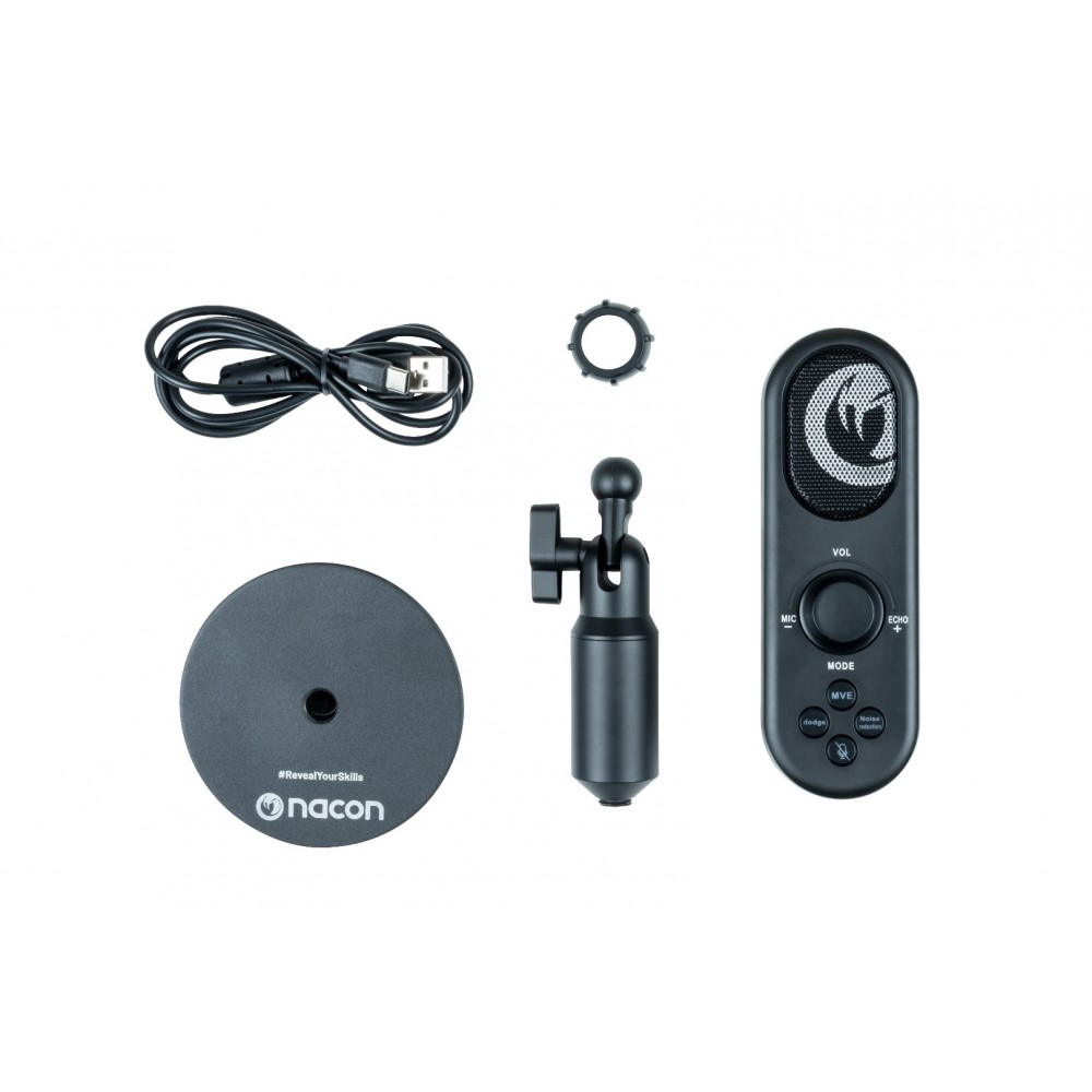 Nacon PC Streaming – Настолен микрофон, Кардиоиден, USB, Шумопотискане, 3.5mm изход, Черен