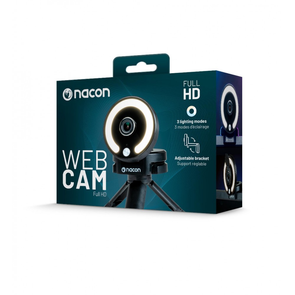 Nacon PC Webcam Ring Light Full HD 1080p Уеб Камера с Автоматичен Фокус, Светещ Пръстен и Капак за Поверителност – Черен – NC-WEB-PCWEBCAMRL