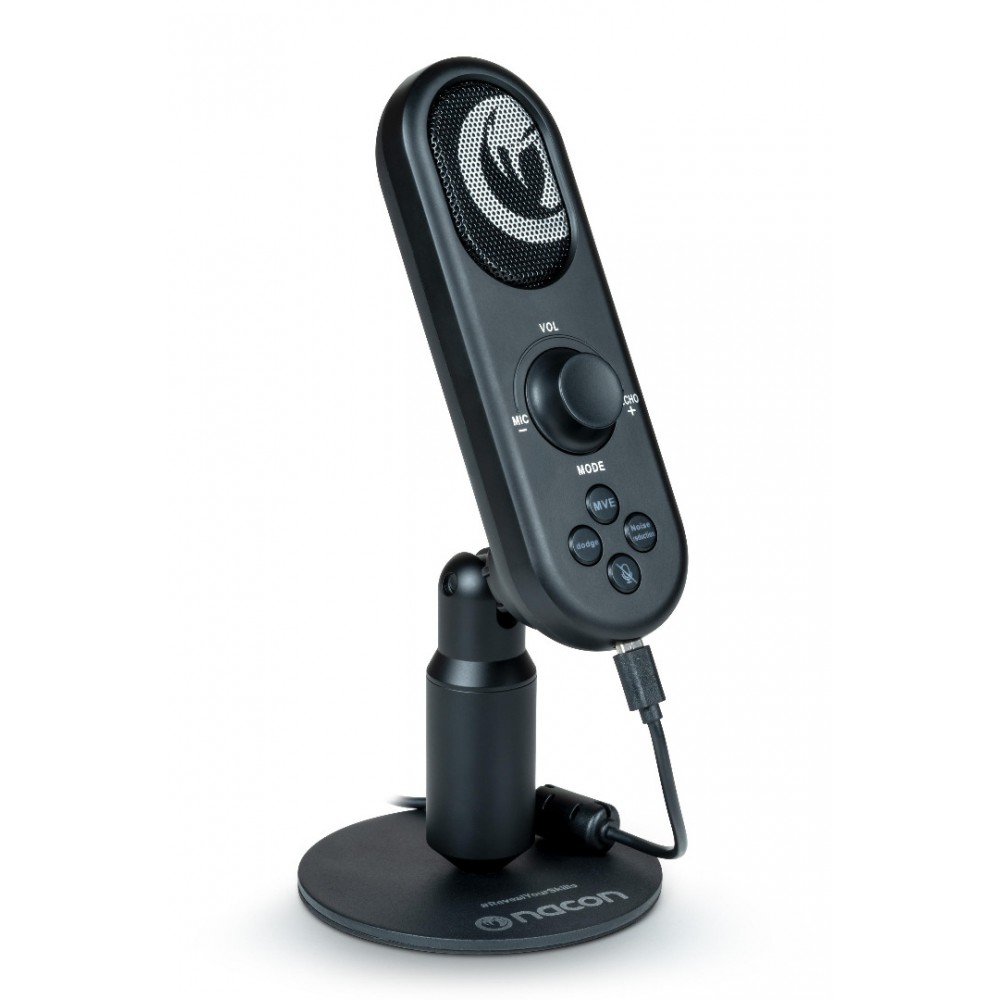 Nacon PC Streaming – Настолен микрофон, Кардиоиден, USB, Шумопотискане, 3.5mm изход, Черен