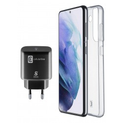 Cellularline Пакет за Samsung Galaxy S22+ - Калъф + Зарядно 220V UBS-C 25W