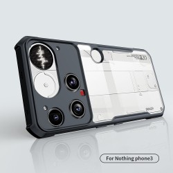 XUNDD Калъф за Nothing Phone (3) 5G с Прозрачен акрилен гръб- TPU рамка, Airbag технология, вкл. Протектор, Черен