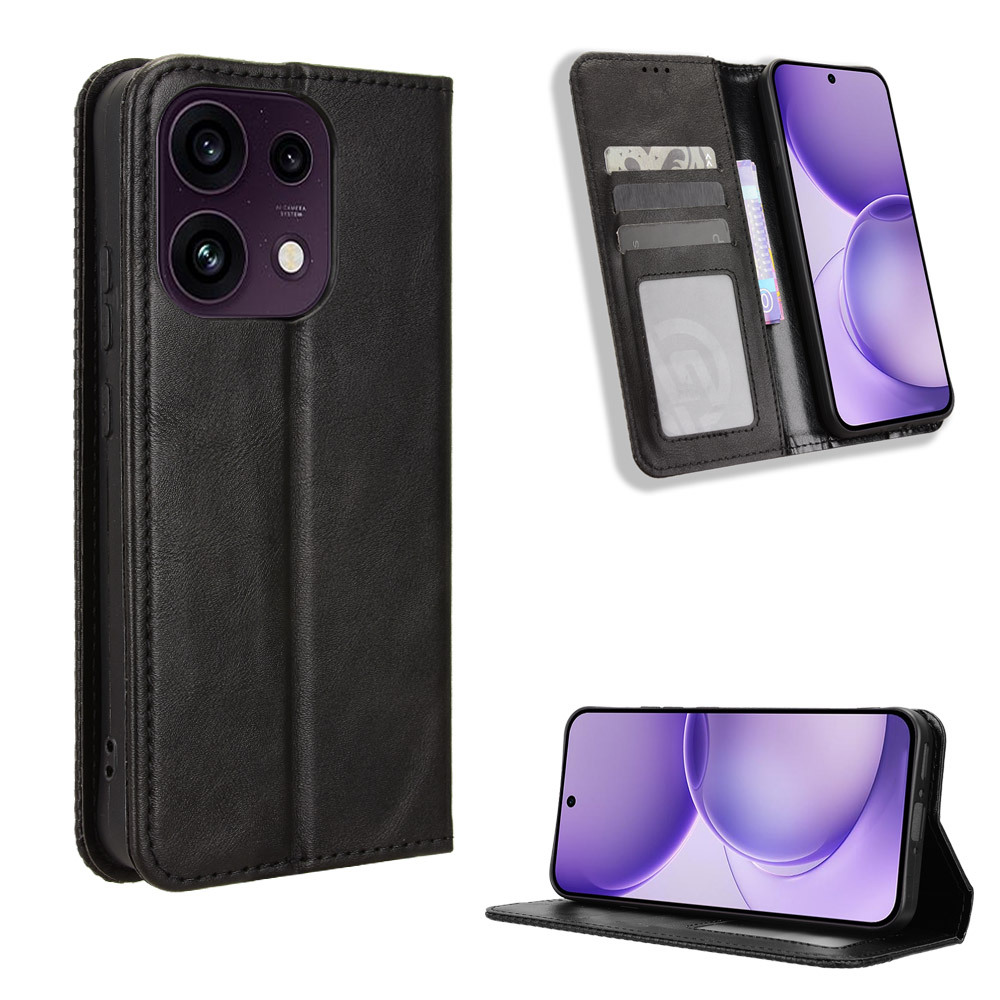 Калъф за Oppo Reno16 FS 5G / Reno16 F 5G Тефтер от Ретро PU Кожа + TPU с Портфейл, Стойка и Скрийн Протектор – 4 цвята