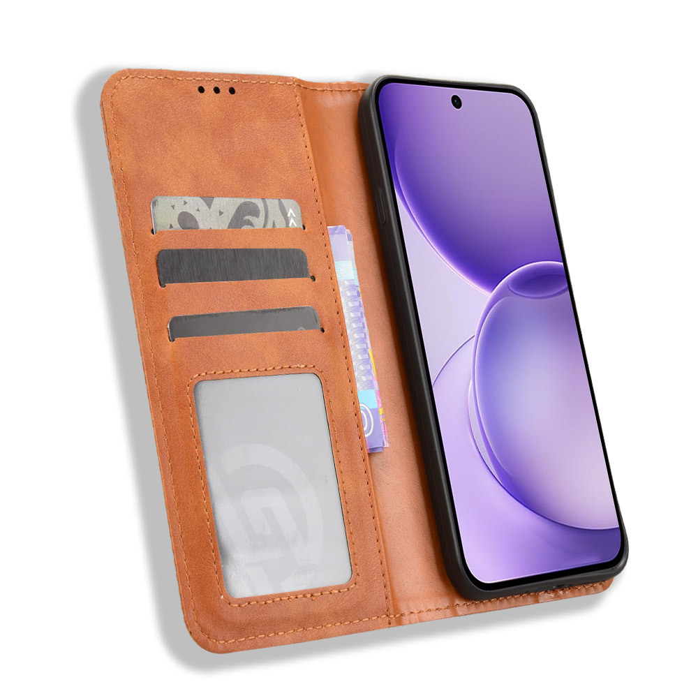 Калъф за Oppo Reno16 FS 5G / Reno16 F 5G Тефтер от Ретро PU Кожа + TPU с Портфейл, Стойка и Скрийн Протектор – 4 цвята