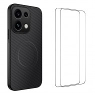 Калъф за Oppo Reno16 FS 5G / Reno16 F 5G WANLONFENG TQ1 Series Магнитен PC + TPU с Карбонова Текстура и Скрийн Протектор – 5 цвята