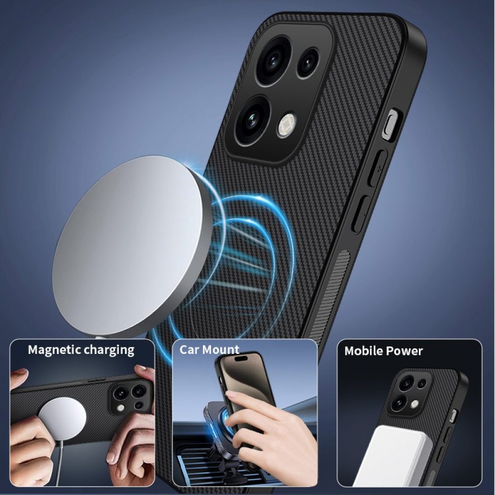 Калъф за Oppo Reno16 FS 5G / Reno16 F 5G WANLONFENG TQ1 Series Магнитен PC + TPU с Карбонова Текстура и Скрийн Протектор – 5 цвята