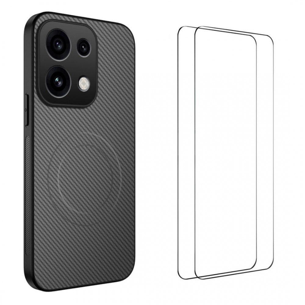 Калъф за Oppo Reno16 FS 5G / Reno16 F 5G WANLONFENG TQ1 Series Магнитен PC + TPU с Карбонова Текстура и Скрийн Протектор – 5 цвята