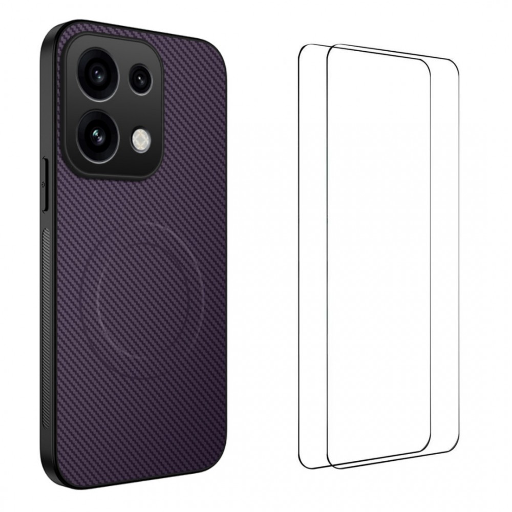Калъф за Oppo Reno16 FS 5G / Reno16 F 5G WANLONFENG TQ1 Series Магнитен PC + TPU с Карбонова Текстура и Скрийн Протектор – 5 цвята