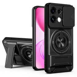 Калъф за Oppo Reno16 FS 5G / Reno16 F 5G Магнитен с Въртяща Халка, Сгъваема Стойка, Капаче за Камерата и Скрийн Протектор – 5 цвята