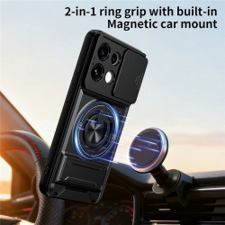 Калъф за Oppo Reno16 FS 5G / Reno16 F 5G Магнитен с Въртяща Халка, Сгъваема Стойка, Капаче за Камерата и Скрийн Протектор – 5 цвята