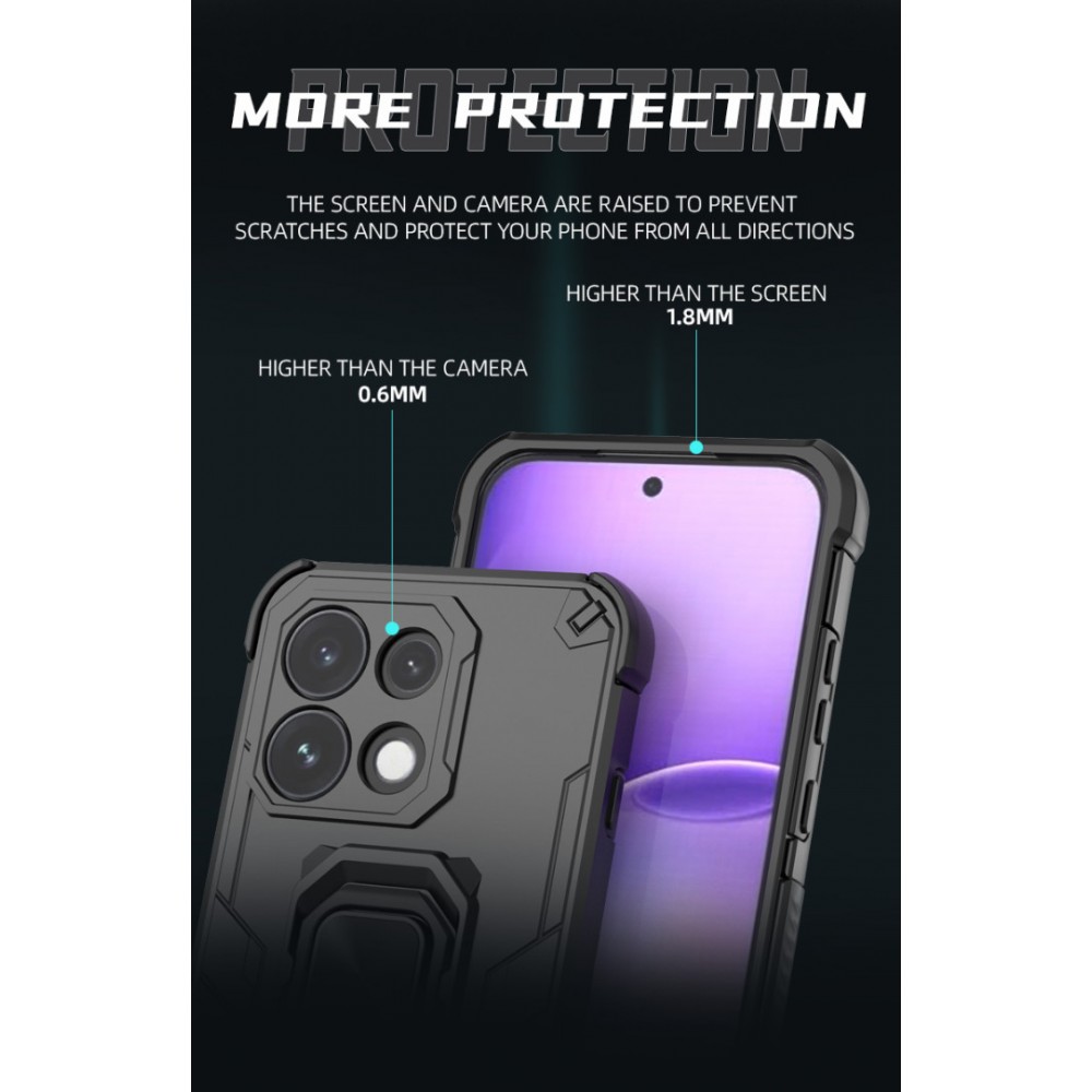 Калъф за Oppo Reno16 FS 5G / Reno16 F 5G Удароустойчив PC + TPU с Въртяща Стойка, Магнитен Държач и Скрийн Протектор – 5 цвята