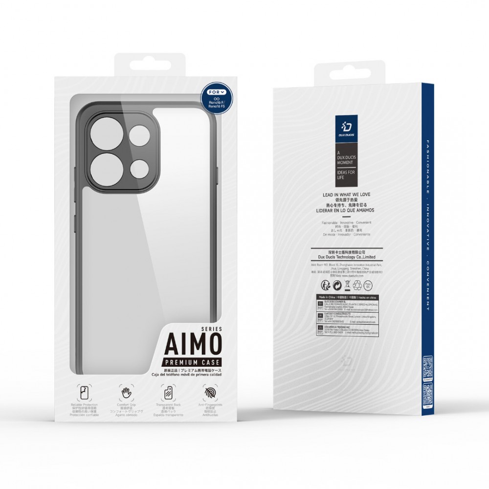Калъф за Oppo Reno16 FS 5G / Reno16 F 5G DUX DUCIS Aimo Series PC + TPU Прозрачен със Скрийн Протектор – Черен