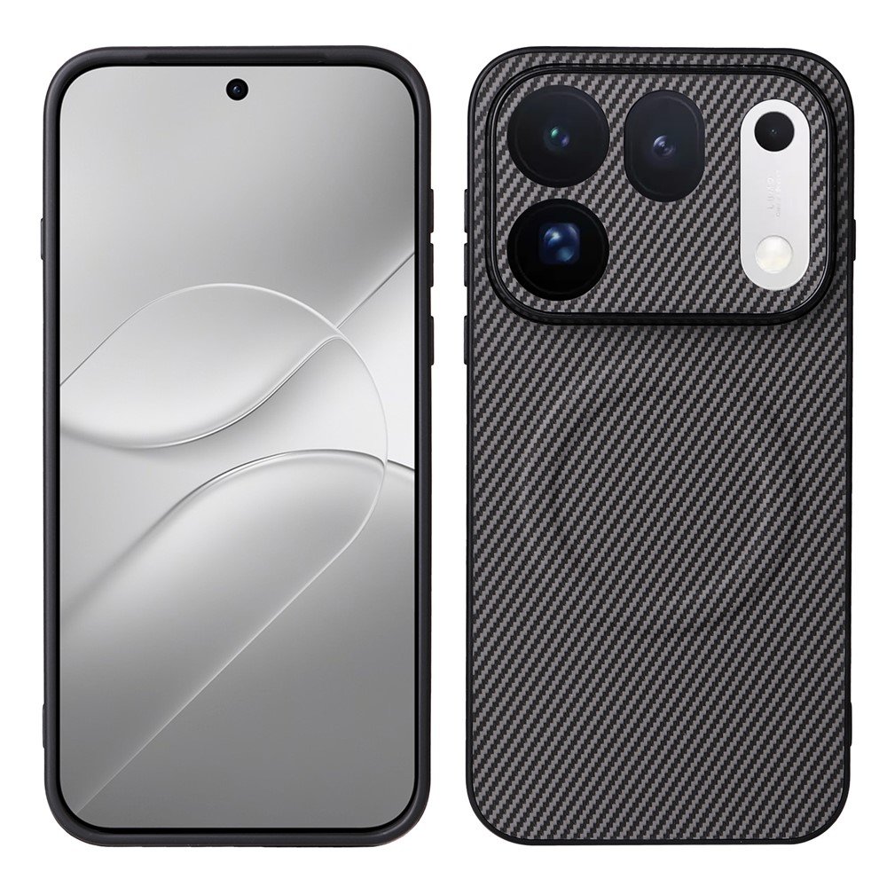Калъф за Oppo Find X10 Pro Max 5G от PC + TPU с Карбонова Текстура, Метален Пръстен за Магнитна Стойка и Скрийн Протектор – 4 цвята