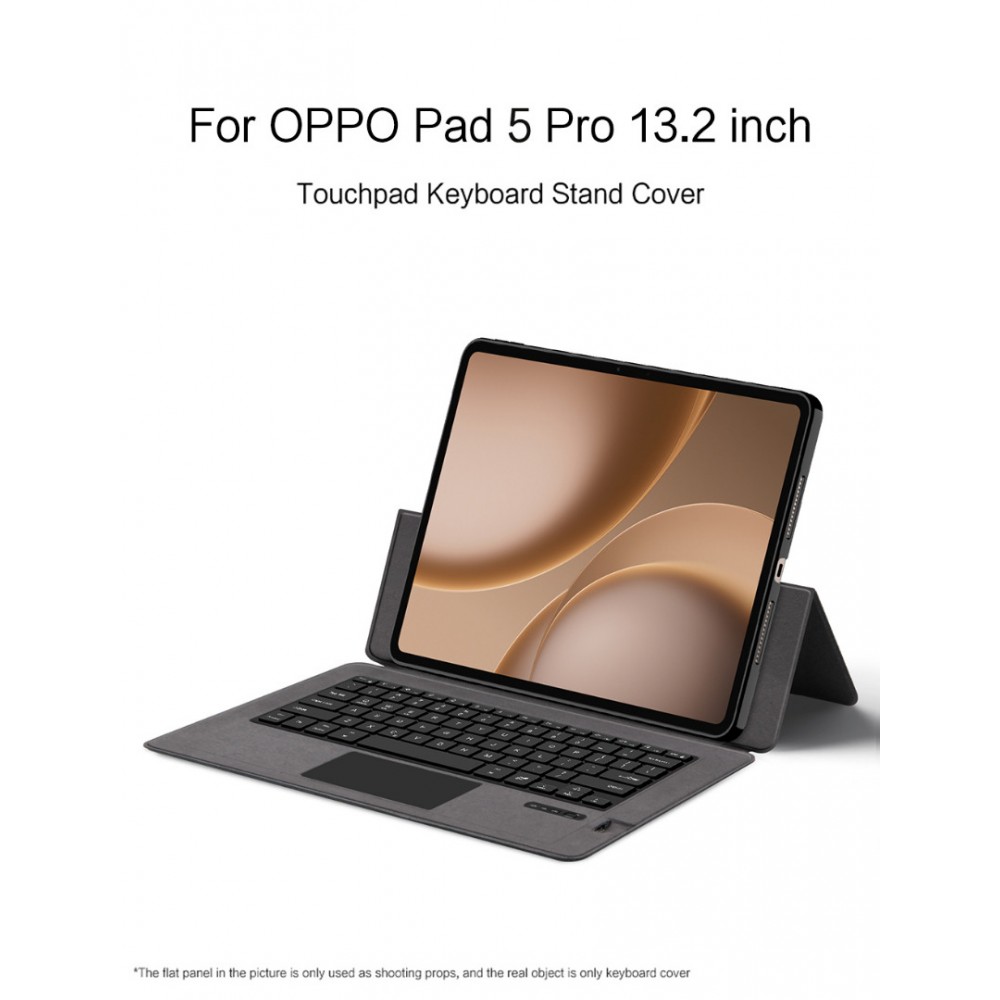 Калъф с Bluetooth Клавиатура за Oppo Pad 5 Pro / OnePlus Pad 4 от PU Кожа с Подсветка, Тъчпад и Стойка – Черен