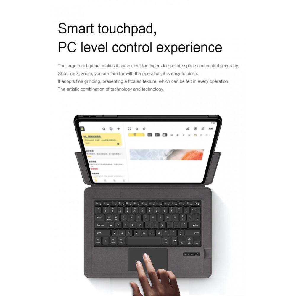 Калъф с Bluetooth Клавиатура за Oppo Pad 5 Pro / OnePlus Pad 4 от PU Кожа с Подсветка, Тъчпад и Стойка – Черен