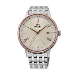 Мъжки Автоматичен Часовник Orient RA-AC0J01S с Бежов Циферблат и Стоманена Верижка