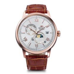 Мъжки Автоматичен Часовник Orient RA-AK0801S с Бял Циферблат и Кафява Кожена Каишка