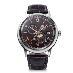 Мъжки Автоматичен Часовник Orient RA-AK0804Y с Кафяв Циферблат и Индикатор Слънце/Луна