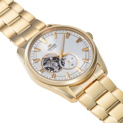 Мъжки Автоматичен Часовник Orient RA-AR0007S със Сив Циферблат, Отвор към Механизма и Златиста Верижка