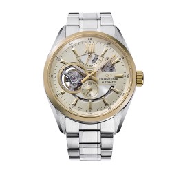 Мъжки Автоматичен Часовник Orient Star RE-AV0124G със Златист Циферблат и Индикатор за Резерва