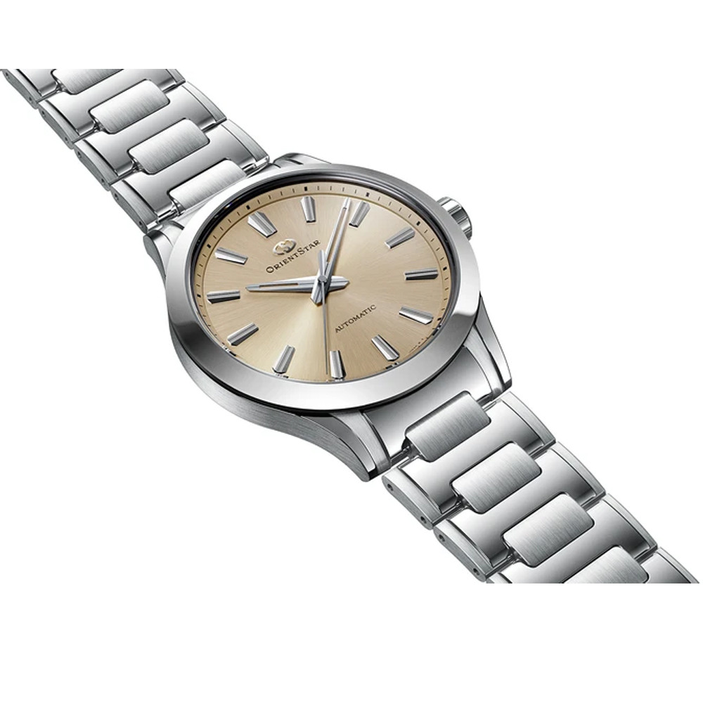 Мъжки Автоматичен Часовник Orient Star RE-BQ0001G Contemporary със Златист Циферблат, Сапфирено Стъкло и Прозрачен Гръб