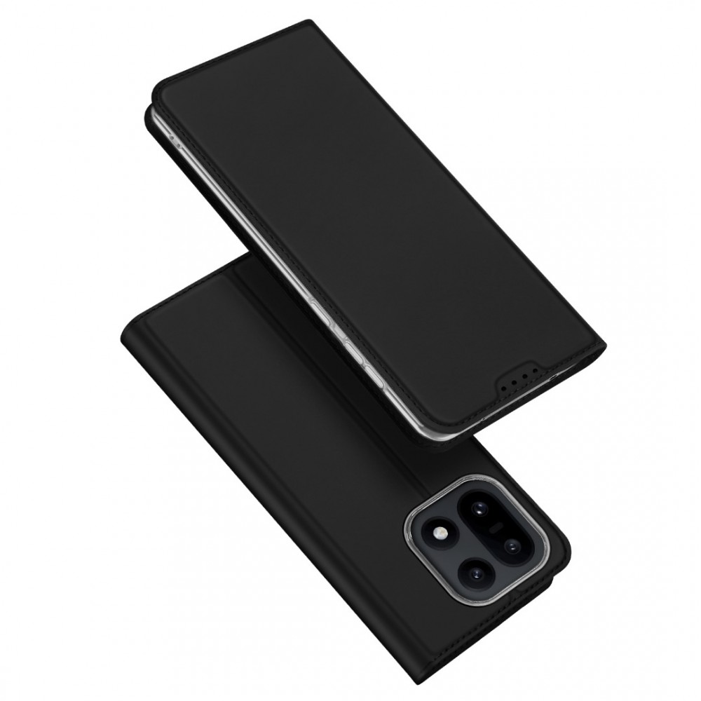 DUX DUCIS Кожен калъф за  OnePlus 15 5G- Държач за Карти и Стойка, вкл. Протектор (Черен, Син)