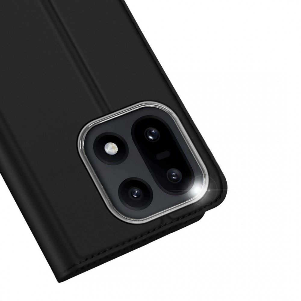 DUX DUCIS Кожен калъф за  OnePlus 15 5G- Държач за Карти и Стойка, вкл. Протектор (Черен, Син)