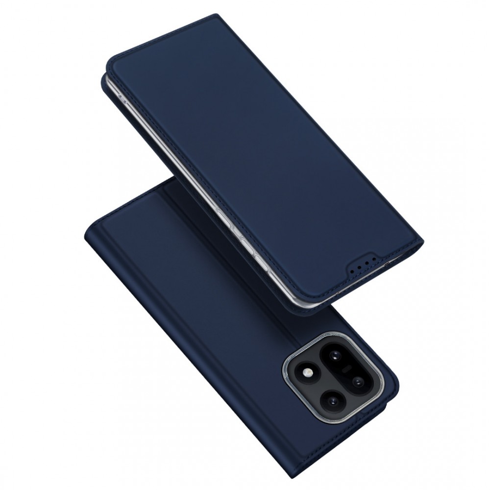 DUX DUCIS Кожен калъф за  OnePlus 15 5G- Държач за Карти и Стойка, вкл. Протектор (Черен, Син)