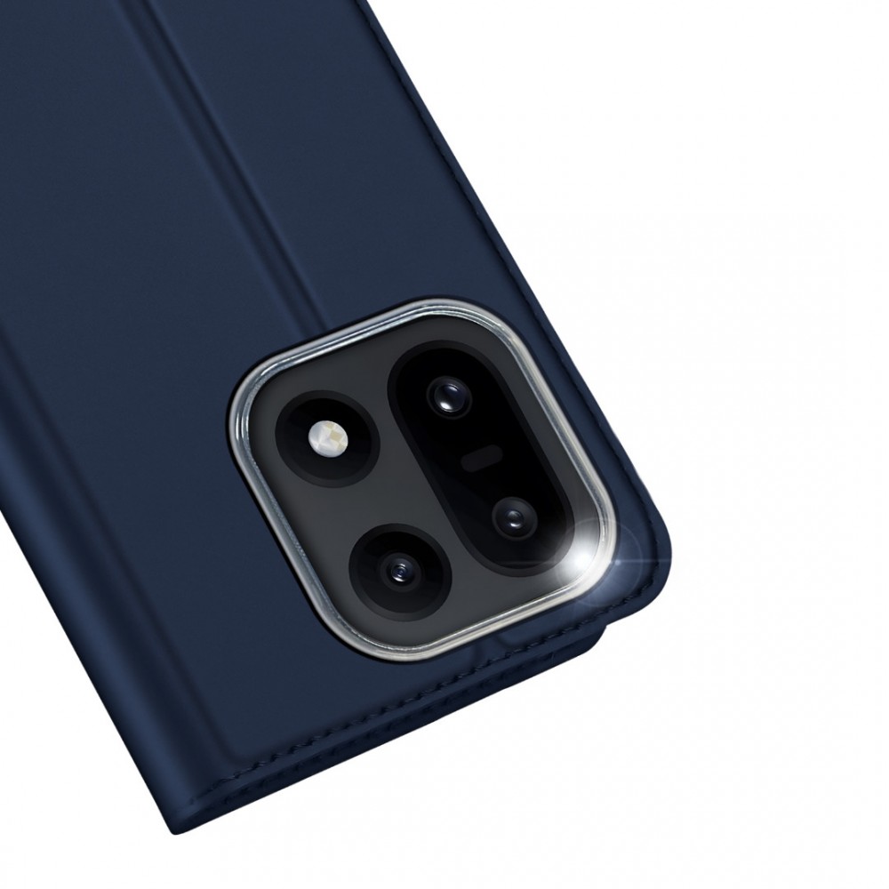 DUX DUCIS Кожен калъф за  OnePlus 15 5G- Държач за Карти и Стойка, вкл. Протектор (Черен, Син)
