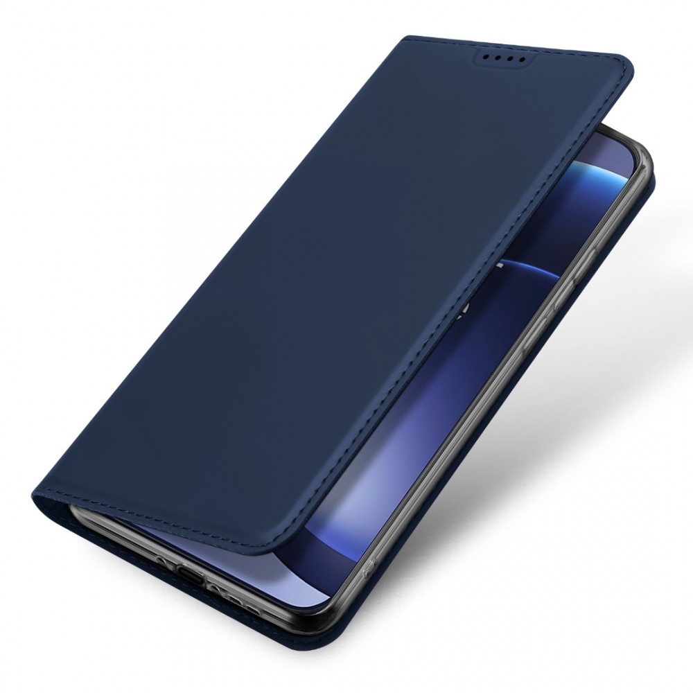 DUX DUCIS Кожен калъф за  OnePlus 15 5G- Държач за Карти и Стойка, вкл. Протектор (Черен, Син)