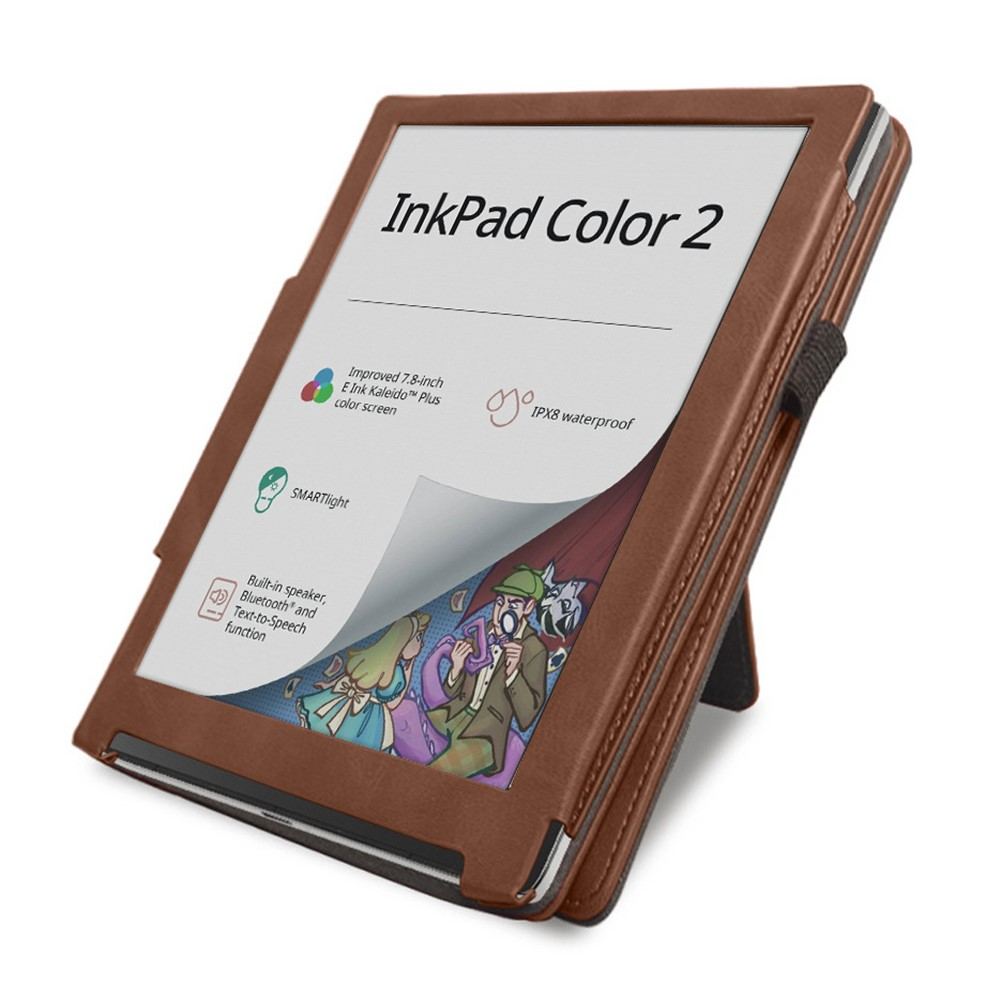 Кожен Калъф за PocketBook InkPad Color 2 PB743 с Магнитно Закопчаване, Ръчна Каишка, Поставка и Държач за Стилус