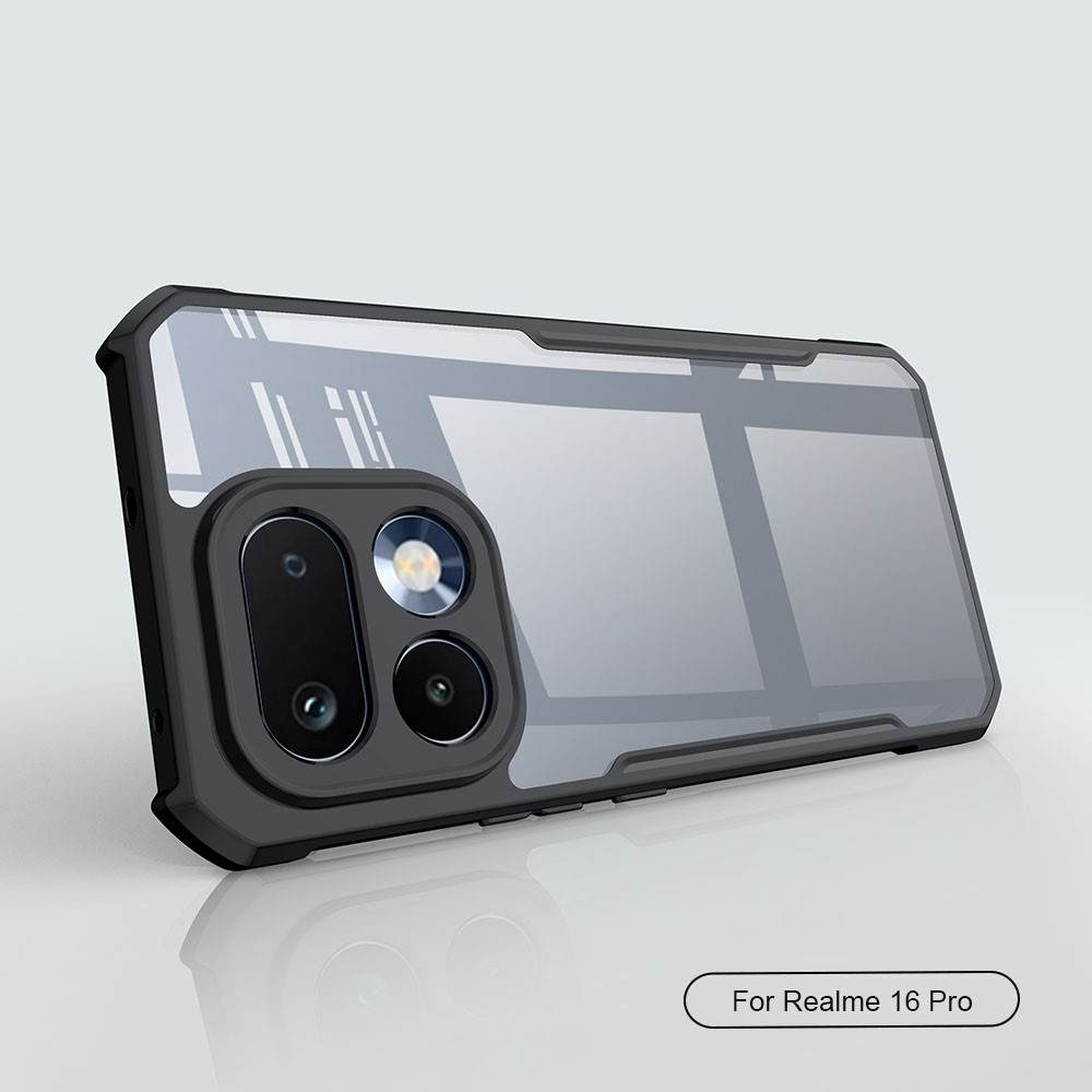 XUNDD Прозрачен Калъф за Realme 16 Pro 5G - TPU+Акрил, Airbag, 0.8mm защита, Черен
