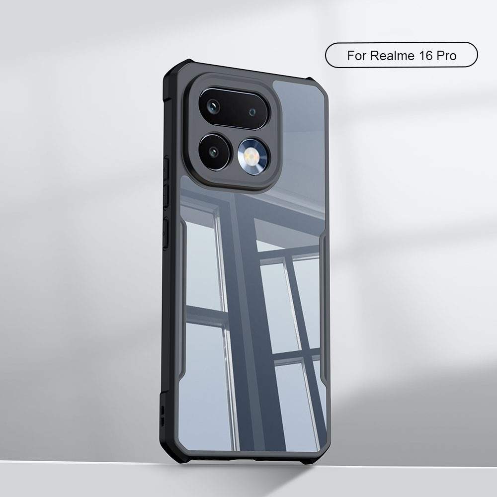 XUNDD Прозрачен Калъф за Realme 16 Pro 5G - TPU+Акрил, Airbag, 0.8mm защита, Черен