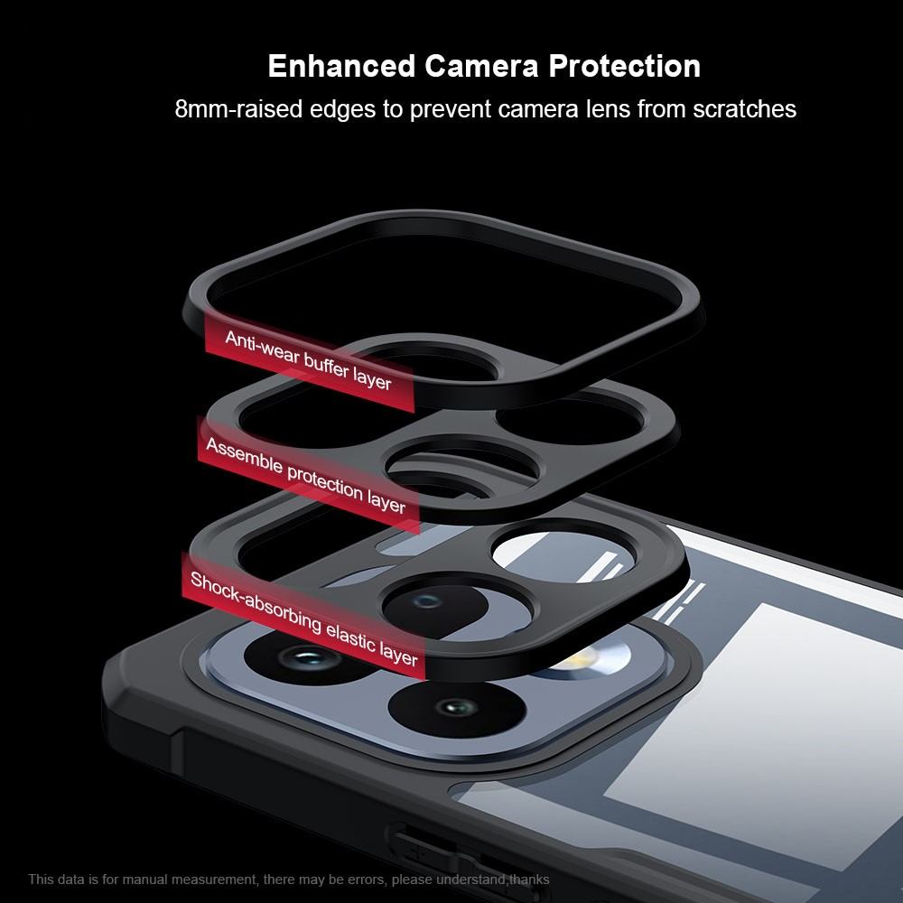 XUNDD Прозрачен Калъф за Realme 16 Pro 5G - TPU+Акрил, Airbag, 0.8mm защита, Черен