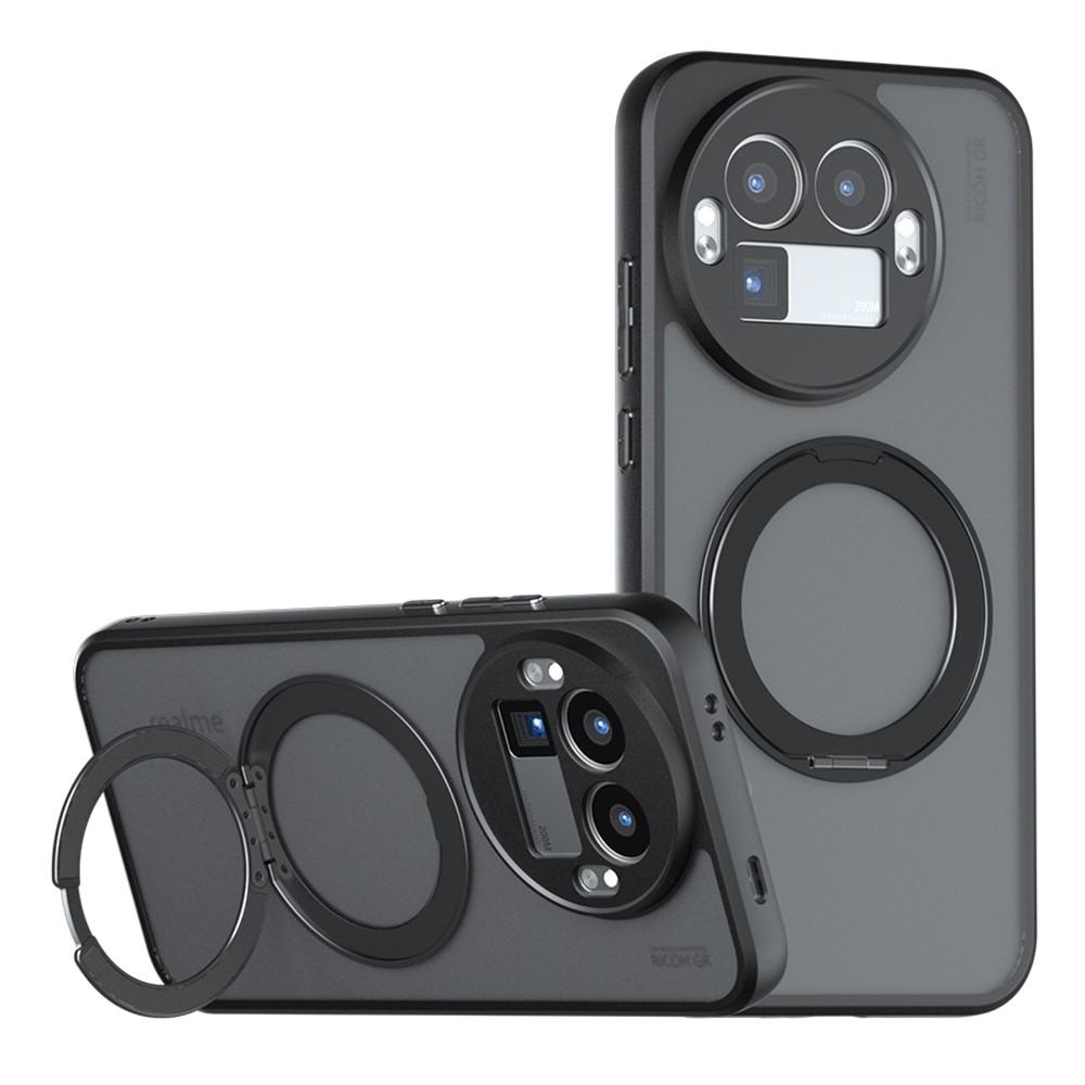 Калъф за Realme GT 8 Pro 5G Магнитен TPU + PC с 360° Въртяща Стойка и Скрийн Протектор – Прозрачен Черен