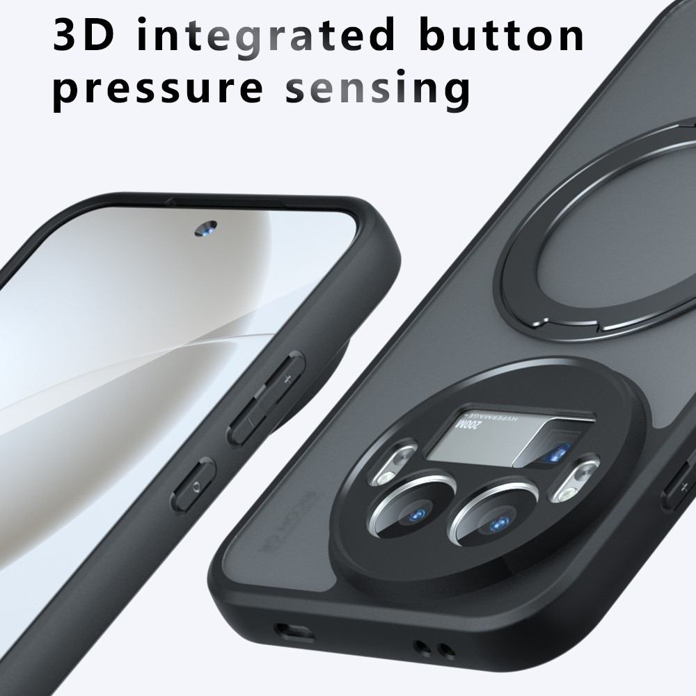 Калъф за Realme GT 8 Pro 5G Магнитен TPU + PC с 360° Въртяща Стойка и Скрийн Протектор – Прозрачен Черен