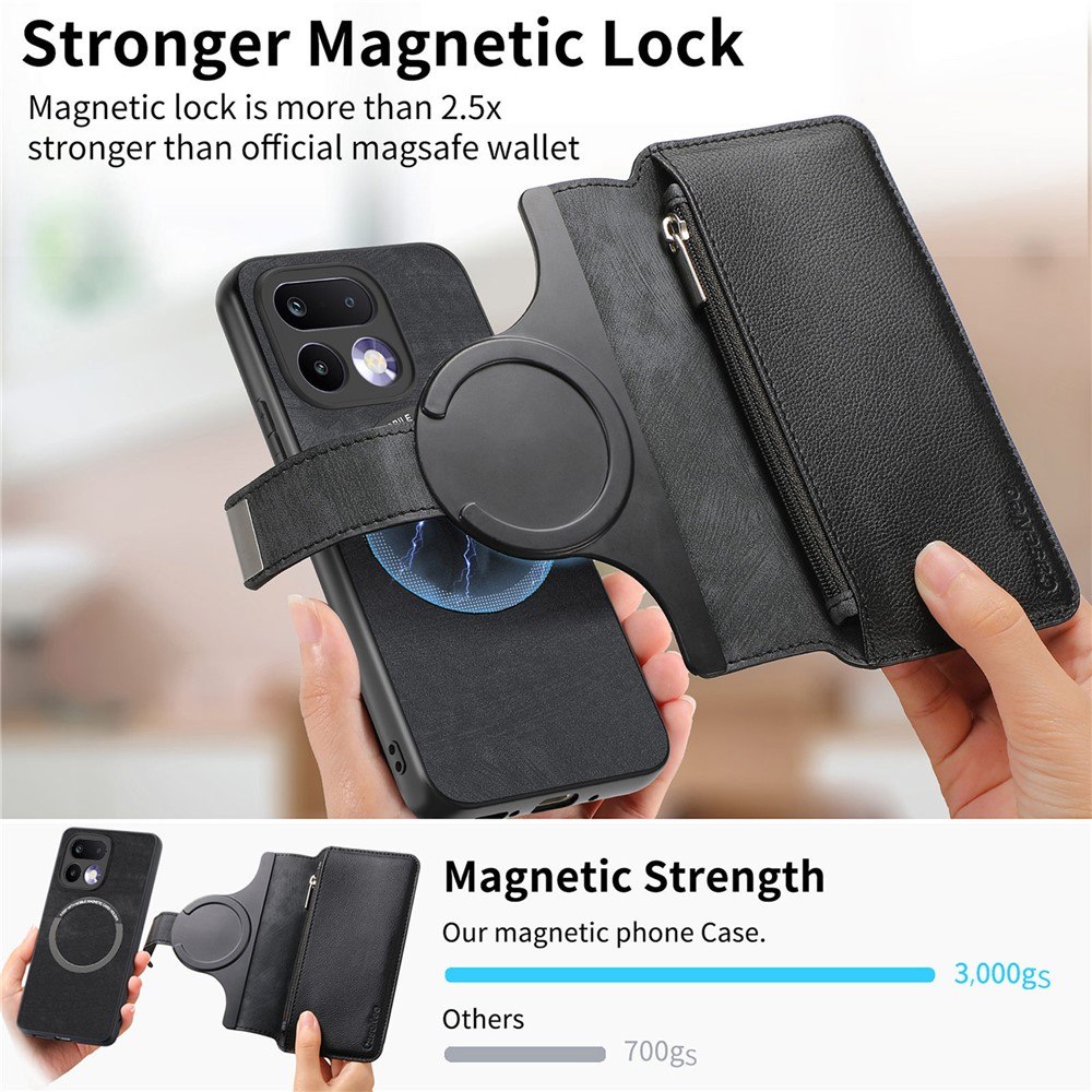 Калъф за Realme 16 Pro+ 5G CASENEO MW-02 Магнитен Портфейл от PU Кожа с Отделящ се Калъф, RFID Защита и Скрийн Протектор – 6 цвята
