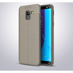 Samsung Galaxy J6 (2018) Удароустойчив Litchi Skin Калъф и Протектор