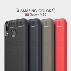 Samsung Galaxy M20  Удароустойчив Carbon Fiber Калъф и Протектор