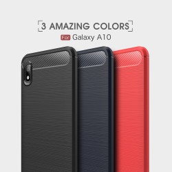 Samsung Galaxy A10 Удароустойчив Carbon Fiber Калъф и Протектор