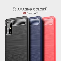 Samsung Galaxy A51 Удароустойчив Carbon Fiber Калъф и Протектор