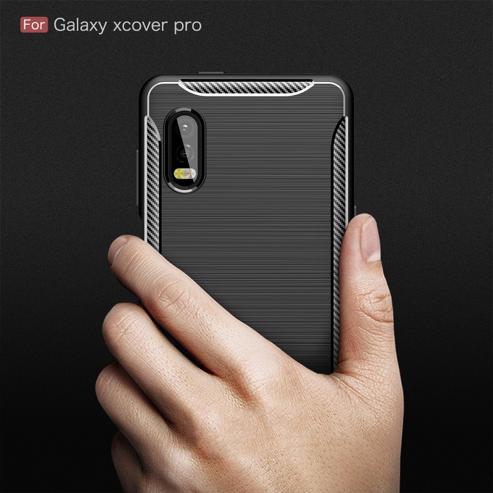 Samsung Galaxy Xcover Pro Удароустойчив Carbon Fiber Калъф и Протектор