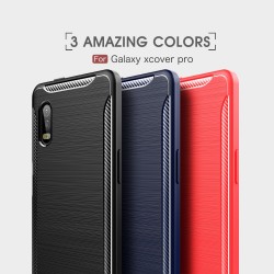 Samsung Galaxy Xcover Pro Удароустойчив Carbon Fiber Калъф и Протектор
