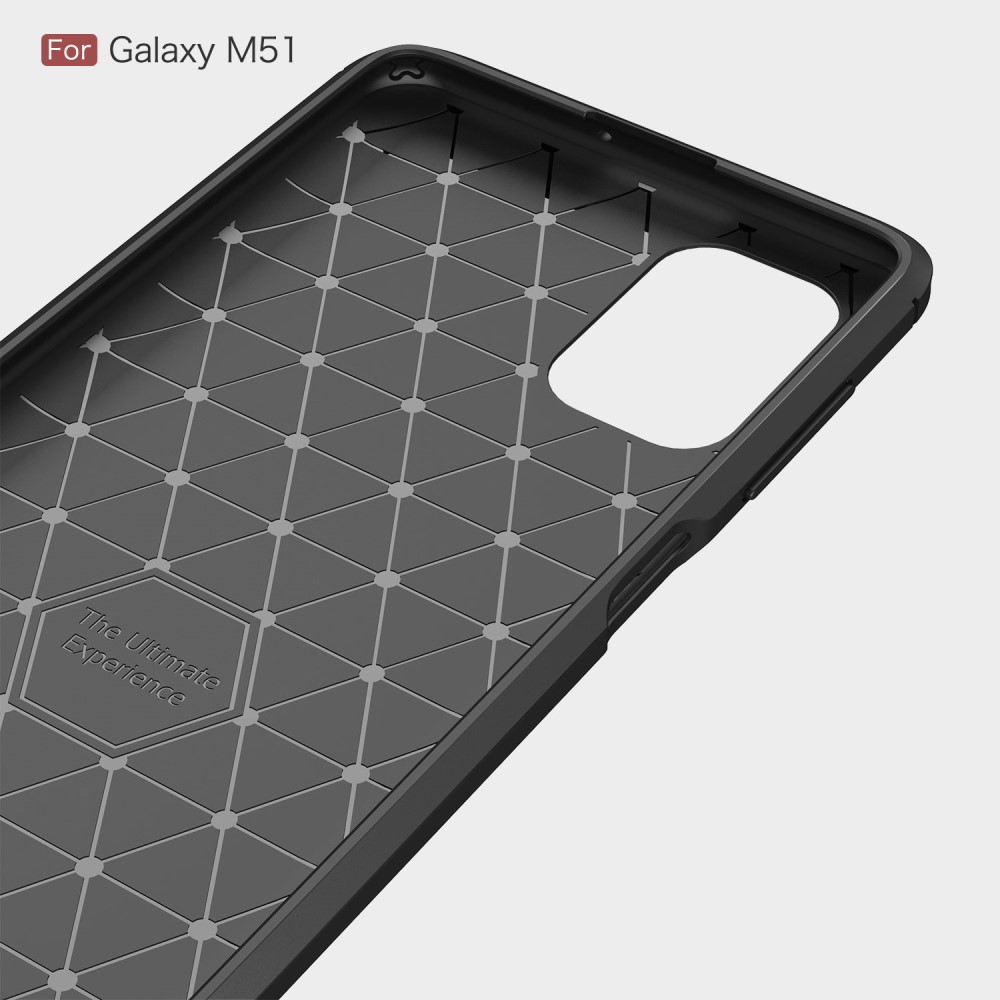 Samsung Galaxy M51 Удароустойчив Carbon Fiber Калъф и Протектор