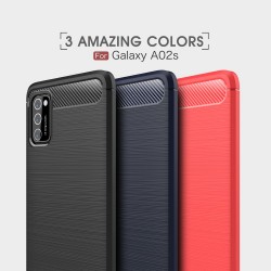 Samsung Galaxy A02s Удароустойчив Carbon Fiber Калъф и Протектор
